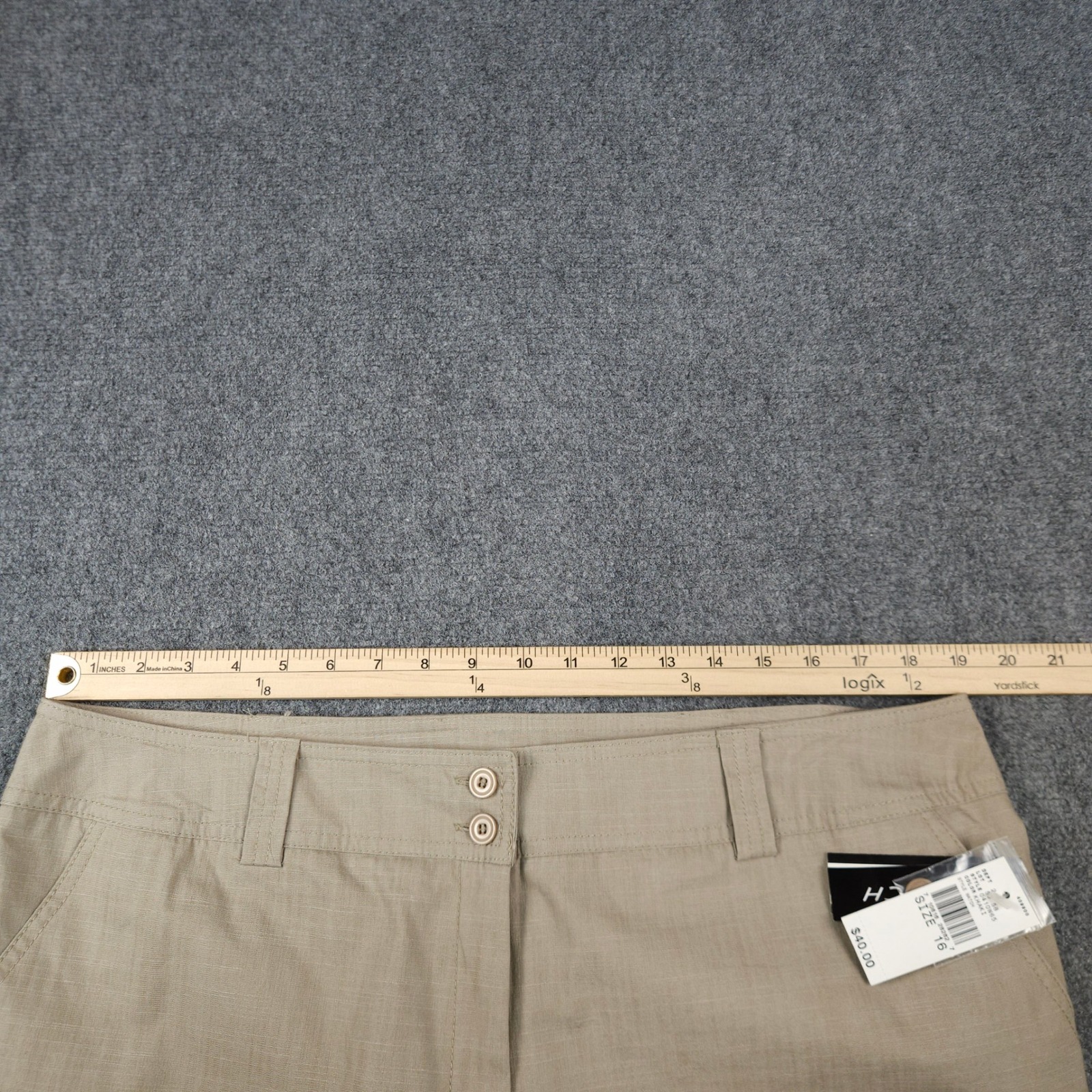 Ab Studio Khaki Cargo Capri Pants Womens 16 Stretch Cotton Crop Trousers 0410w65 — image 5 of 8